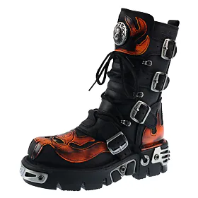 NEW ROCK Vampire Boots (107-S1) Black-Orange Černá Oranžová 36