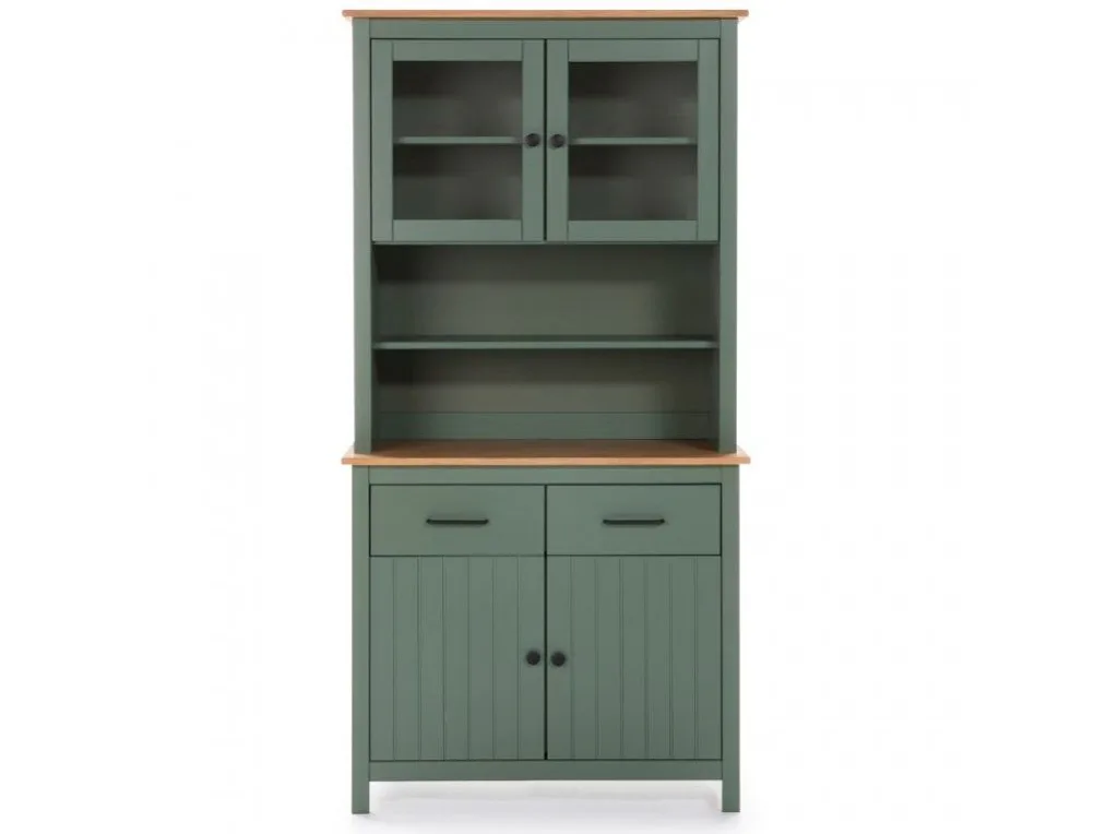 Olivově zelená borovicová vitrína Marckeric Miranda 180 x 90 cm
